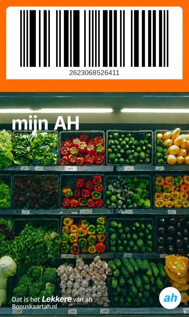 Mijn persoonlijke Albert Heijn Bonuskaart met barcodenummer 2623068526411