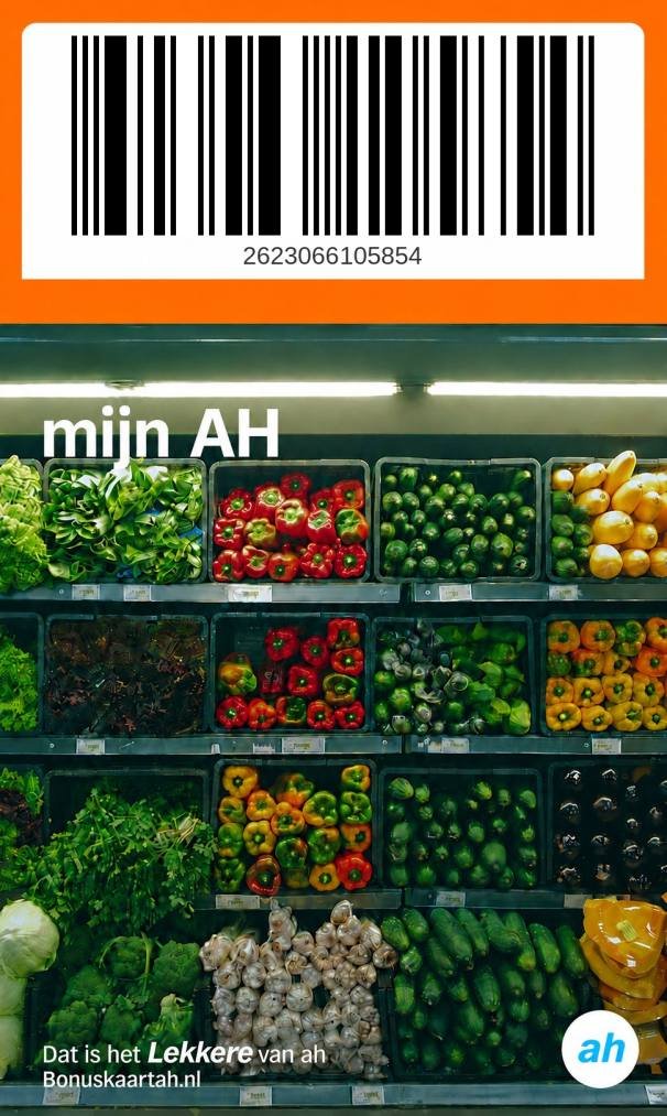Mijn persoonlijke Albert Heijn Bonuskaart met barcodenummer 2623066105854